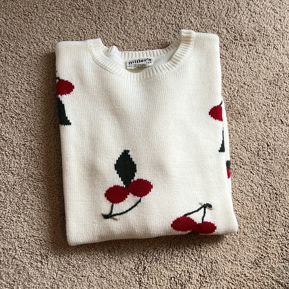 Millers Classic Wear Cherry Sweater Cream and Red Womens Sz 18 - Picture 8 of 13